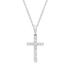 Ross-simons Diamond Cross Pendant Necklace In Sterling Silver In Silver