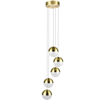Vonn Lighting Ravello Vac3285brs 5-light Integrated Led Chandelier Lighting Fixture With Globe Shades, Brass