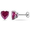 MIMI & MAX 5 1/2CT TGW HEART SHAPED CREATED RUBY STUD EARRINGS IN STERLING SILVER