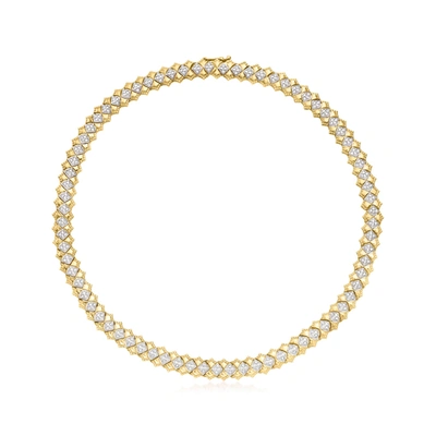 Ross-simons Diamond Checkered Collar Necklace In 18kt Gold Over Sterling
