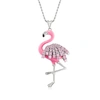 Ross-simons Pink Cz Flamingo Pendant Necklace With Pink Enamel In Sterling Silver In Pink