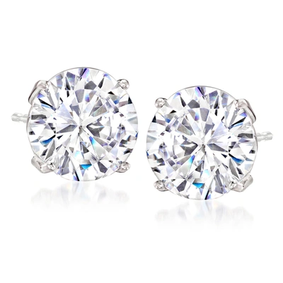 Ross-simons Cz Stud Earrings In 14kt White Gold In Silver