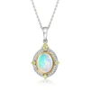 Ross-simons Ethiopian Opal, Diamond And . Peridot Pendant Necklace In Sterling Silver With 14kt Yellow Gold In Silver