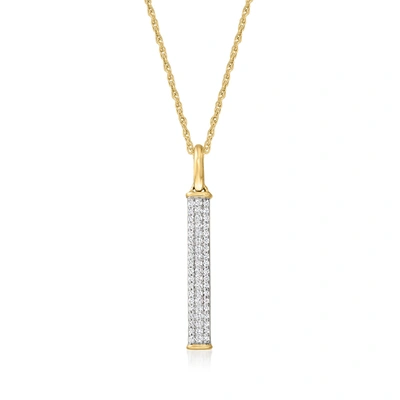 Rs Pure Ross-simons Diamond Linear Bar Pendant Necklace In 14kt Yellow Gold In Multi