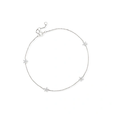 Rs Pure By Ross-simons Diamond Star Anklet In Sterling Silver