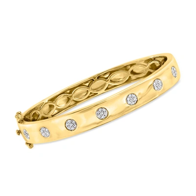 Ross-simons Diamond Cluster Bangle Bracelet In 18kt Gold Over Sterling In Silver