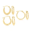 Ross-simons 14kt Yellow Gold Jewelry Set: 3 Pairs Of Huggie Hoop Earrings In Gold