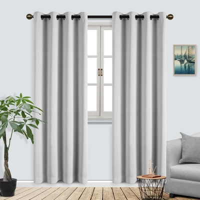 Superior Thermal Insulated Solid Blackout Curtain Panel Set With Grommet Topper