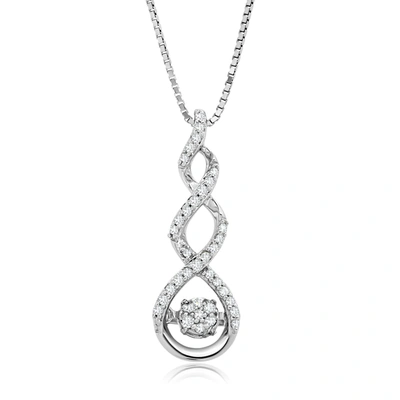 Max + Stone Dancing Diamond 'side By Side' Real Diamond Pendant Necklace For Women In Solid 925 Sterling Silver