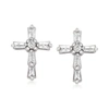 Ross-simons Baguette And Round Diamond Cross Earrings In Sterling Silver In Silver