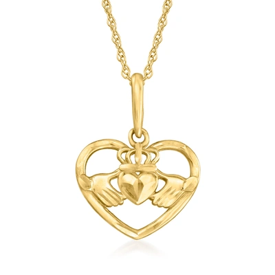 Canaria Fine Jewelry Canaria 10kt Yellow Gold Claddagh Heart Pendant Necklace