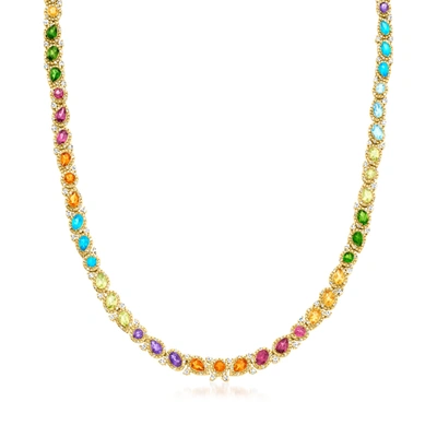 Ross-simons Multi-gemstone Necklace In 18kt Gold Over Sterling In Blue