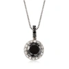 Ross-simons Black And White Diamond Pendant Necklace In Sterling Silver In Silver