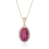 Ross-simons Ruby And . Diamond Pendant Necklace In 14kt Yellow Gold In Red