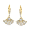 Ross-simons Diamond Fan Drop Earrings In 14kt Yellow Gold In Silver