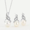 Max + Stone Sterling Silver Cultured Freshwater Pearl And Diamond Accent Pendant Necklace And Drop Earring Jewel In White