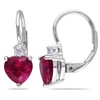 Mimi & Max 3 3/8ct Tgw Created Ruby And White Sapphire Heart Leverback Earrings In Sterling Silver In Red