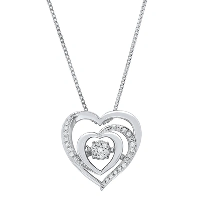 Max + Stone Dancing Diamond Heartbeats Heart Pendant Necklace In 925 Sterling Silver (1/8 Ct. Tw.), 18"