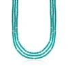 Ross-simons Turquoise Bead 3-strand Necklace With 14kt Yellow Gold In Blue