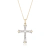 Ross-simons Diamond Cross Pendant Necklace In 14kt Yellow Gold In Silver