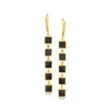 Ross-simons Black Onyx Square-link Drop Earrings In 18kt Gold Over Sterling In Gold