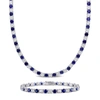 MIMI & MAX 47 1/4 CT TGW CREATED BLUE AND WHITE SAPPHIRE TENNIS BRACELET AND NECKLACE SET IN STERLING SILVER