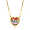 ROSS-SIMONS ITALIAN MULTICOLORED MURANO GLASS MOSAIC FLORAL HEART NECKLACE IN 18KT GOLD OVER STERLING