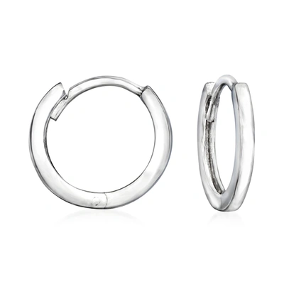 Ross-simons 14kt White Gold Huggie Hoop Earrings In Silver