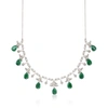 Ross-simons Emerald And . Diamond Necklace In Sterling Silver In Silver