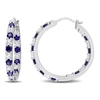 Mimi & Max 3 5/8 Ct Tgw Created Blue And White Sapphire Hoop Earrings In Sterling Silver In White