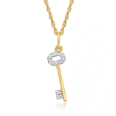 Canaria Fine Jewelry Canaria Diamond-accented Key Pendant Necklace In 10kt Yellow Gold
