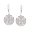 Ross-simons Diamond Floral Openwork Circle Drop Earrings In Sterling Silver In Silver