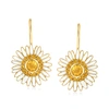 Ross-simons Citrine And White Enamel Daisy Drop Earrings In 18kt Gold Over Sterling In Gold