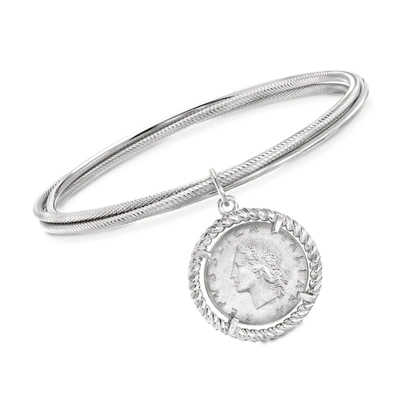 Ross-simons Italian Sterling Silver Lira Coin Triple Bangle Bracelet