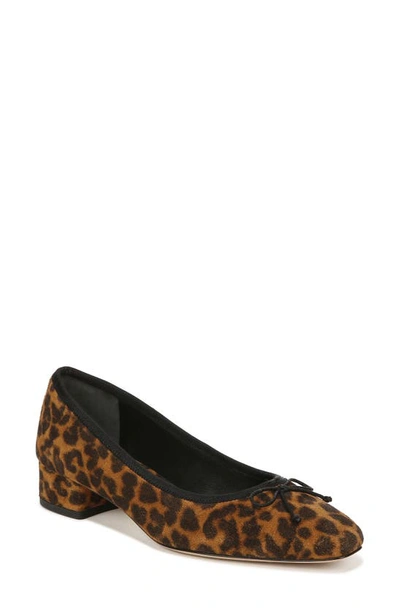Veronica Beard Cecile Leopard Bow Ballerina Flats In Caramel/ Black