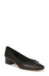 Veronica Beard Cecelia Leather Block-heel Ballerina Pumps In Black