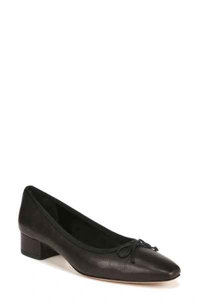 Veronica Beard Cecelia Leather Block-heel Ballerina Pumps In Black