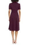 Maggy London Short Sleeve Necktie Midi Dress In Luxe Plum