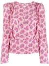Isabel Marant 'zarga' Blouse In Fuchsia Silk Blend In Pink &amp; Purple