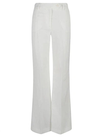 True Royal Linen Flared Trousers In White