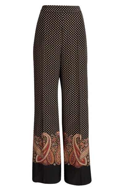 Etro Black Polka Dot Silk Palazzo Trousers