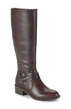 Baretraps Stratford Womens Faux Leather Wide Calf Knee-high Boots In Dark Brown