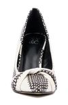 New York And Company Women's Monique- Knotted Pointy High Heels Pumps In Black/ White Snake
