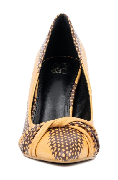 New York And Company Women's Monique- Knotted Pointy High Heels Pumps In Yellow Snake