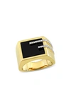 Delmar Square Black Onyx & Diamond Ring In Black