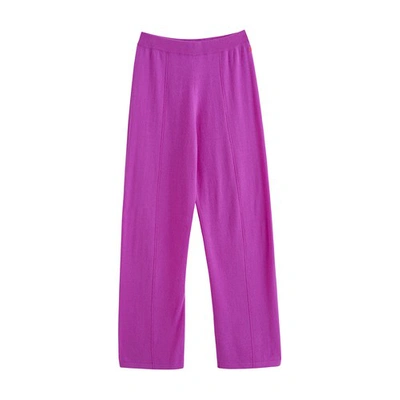 Chinti & Parker Wool-cashmere Wide-leg Track Pants In Vividviolet