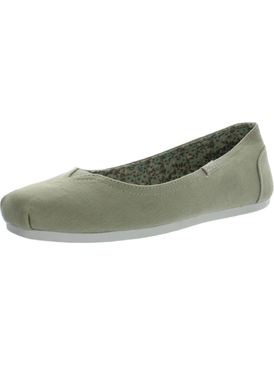 Bobs From Skechers Plush Turning Point Womens Canvas Slip On Flats In White