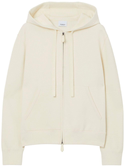 Burberry Cashmere-blend Zip Hoodie In White