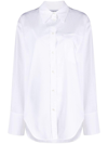 Moschino Long-line Cotton Shirt In Weiss