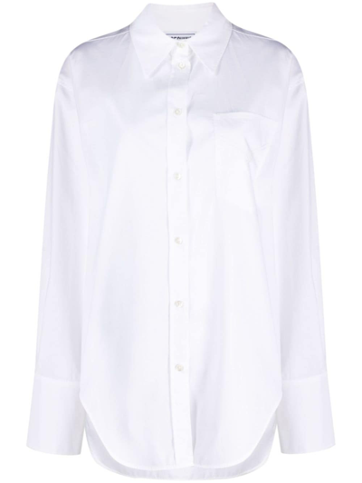 Moschino Jeans Long-line Cotton Shirt In White